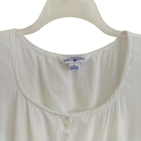 April Cornel Nightgown Nighty Pajamas Size Medium Gently Used Cotton White - Picture 3 of 10